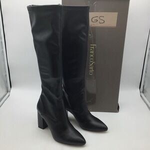 Franco Sarto Katherine Black Block Heel Knee High Boots Womens Size 9.5 M NEW